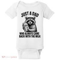 Funny Raccoon Just A Dad Who Always Came Back With The Milk Baby Bodysuit thumb 0