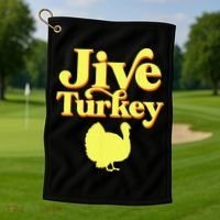 Funny Retro Jive Thanksgiving Turkey Golf Towel thumb 1