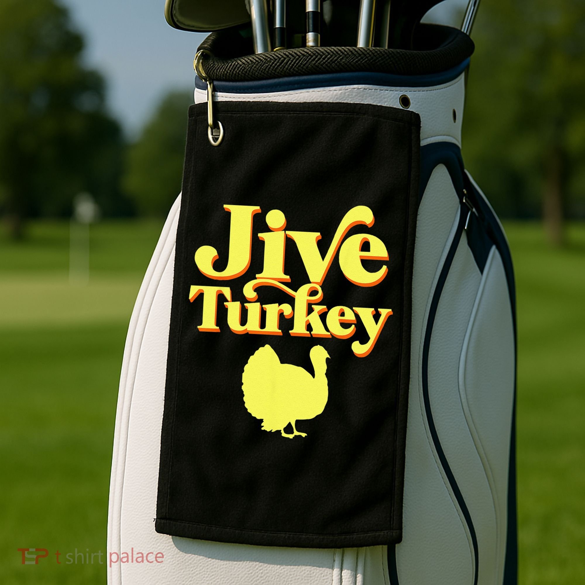 Funny Retro Jive Thanksgiving Turkey Golf Towel