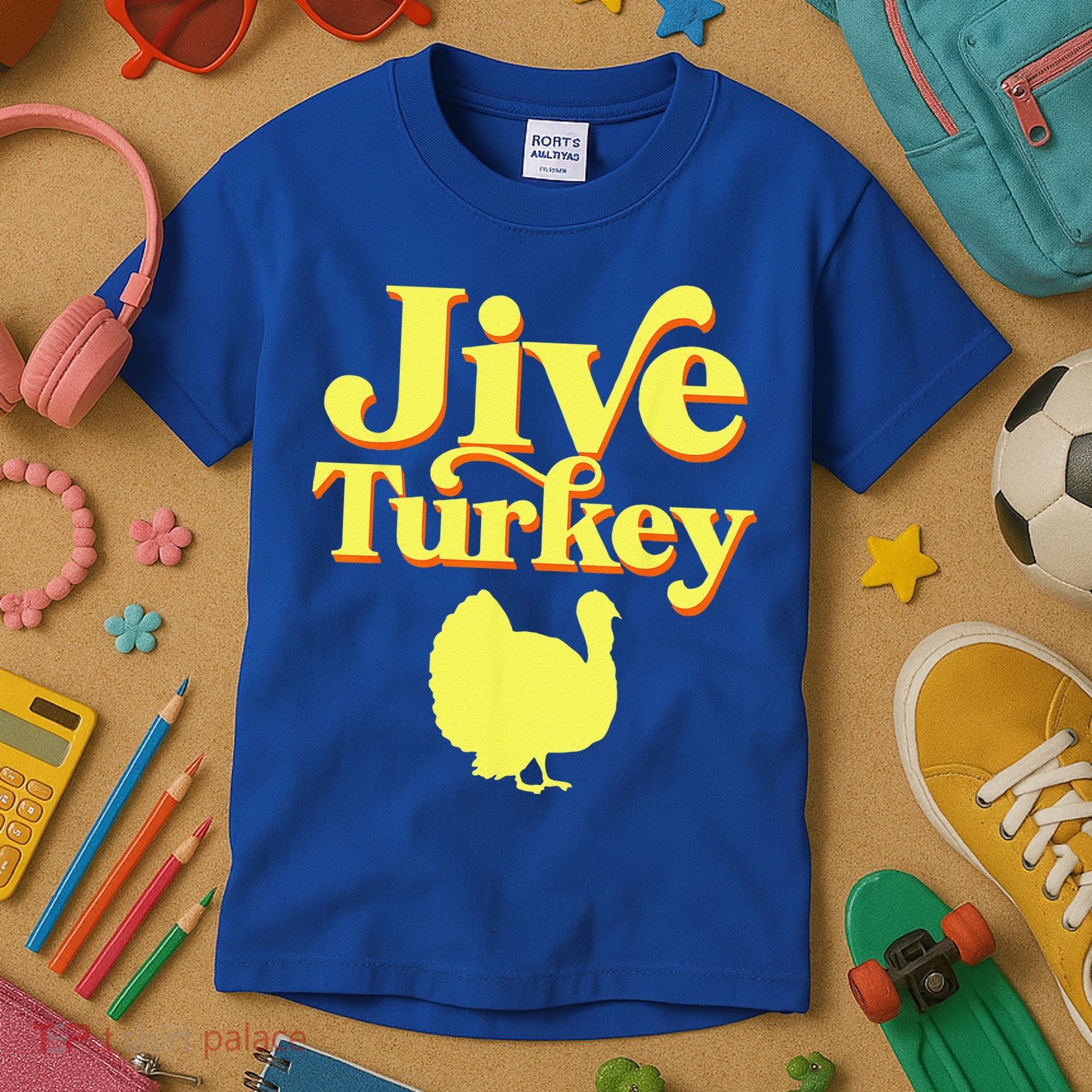 Funny Retro Jive Thanksgiving Turkey Kids T-Shirt