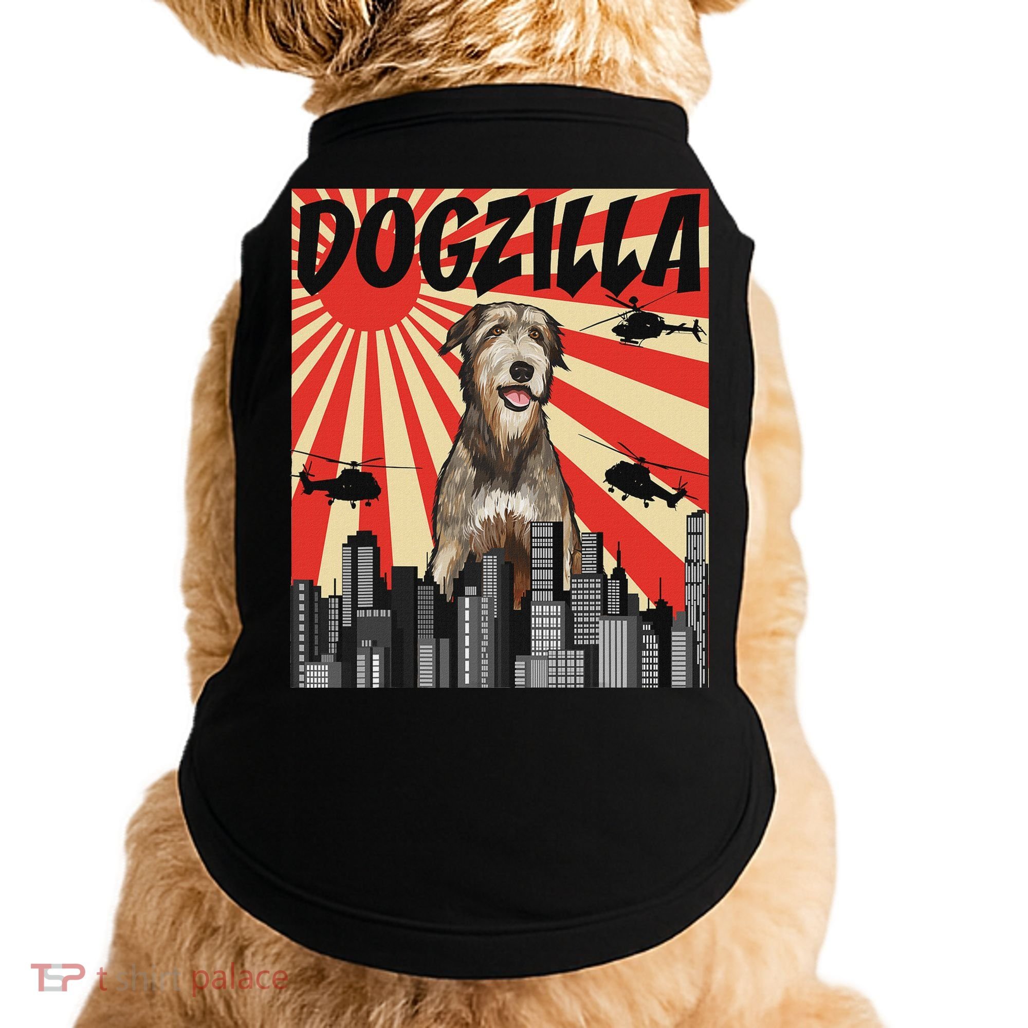 Funny Retro Japanese Dogzilla Irish Wolfhound Doggie Tank