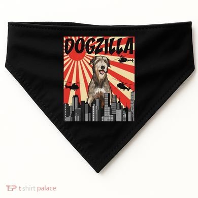 Funny Retro Japanese Dogzilla Irish Wolfhound USA-Made Doggie Bandana