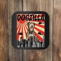 Funny Retro Japanese Dogzilla Irish Wolfhound Coaster thumb 0