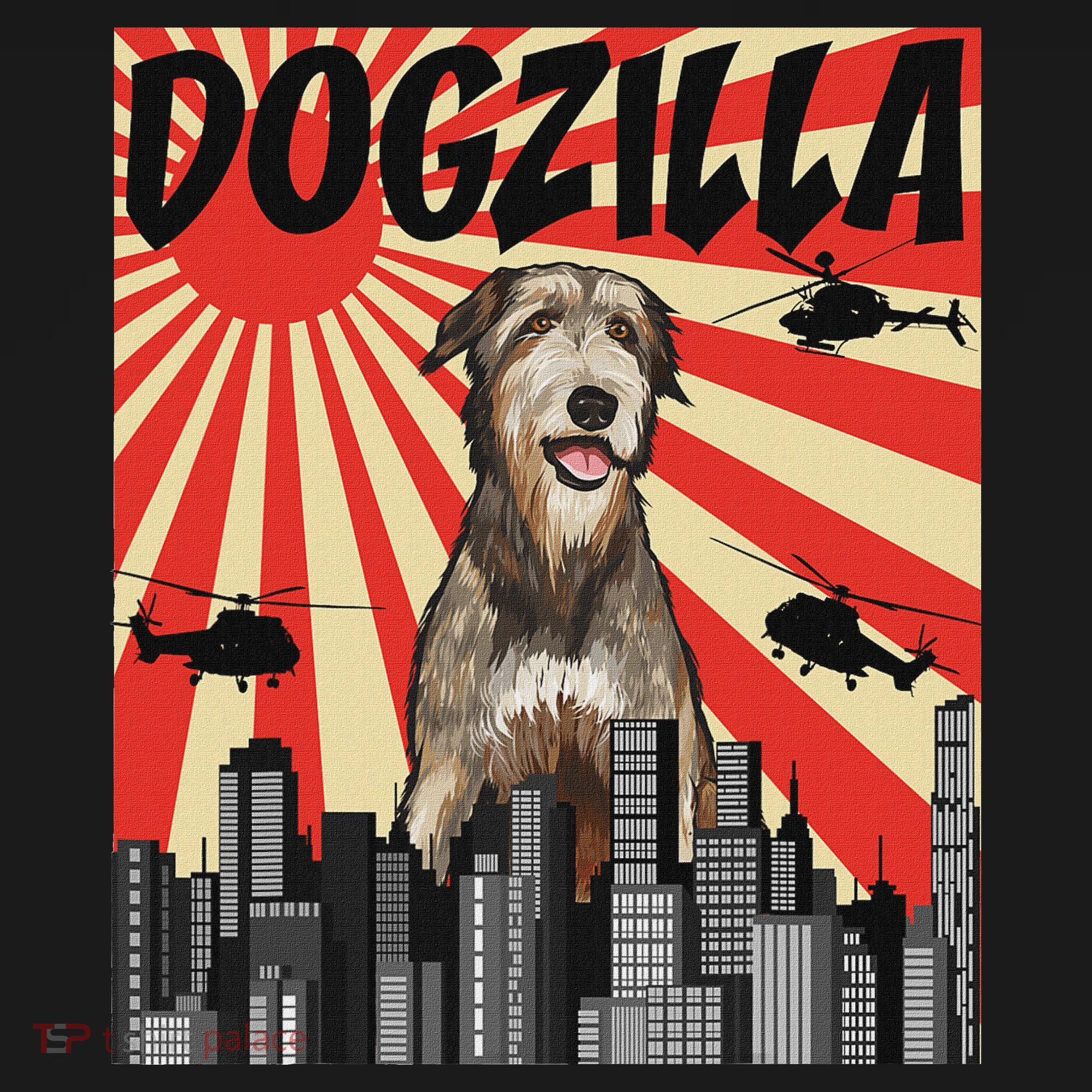 Funny Retro Japanese Dogzilla Irish Wolfhound Ornament