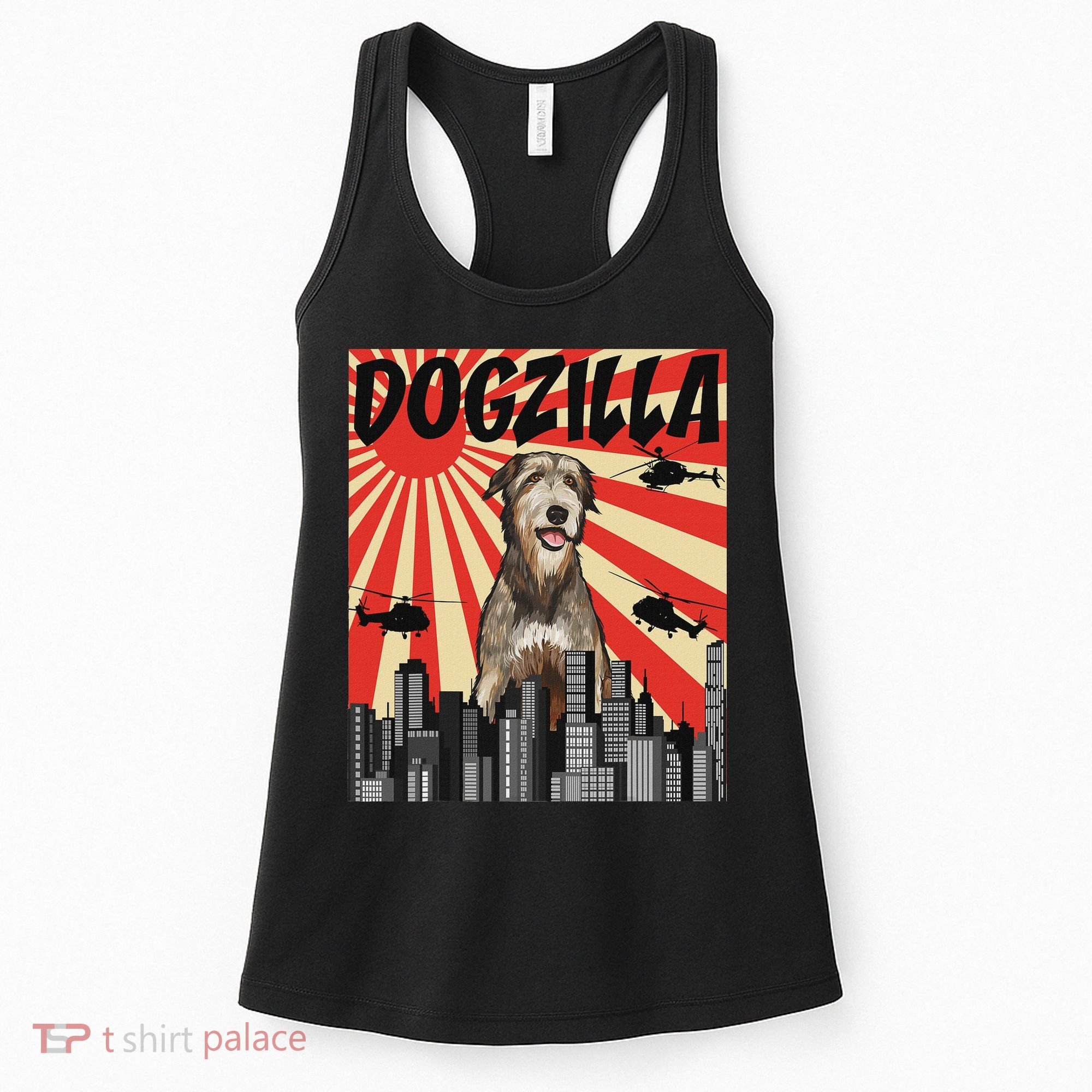 Funny Retro Japanese Dogzilla Irish Wolfhound Women's Tank Top