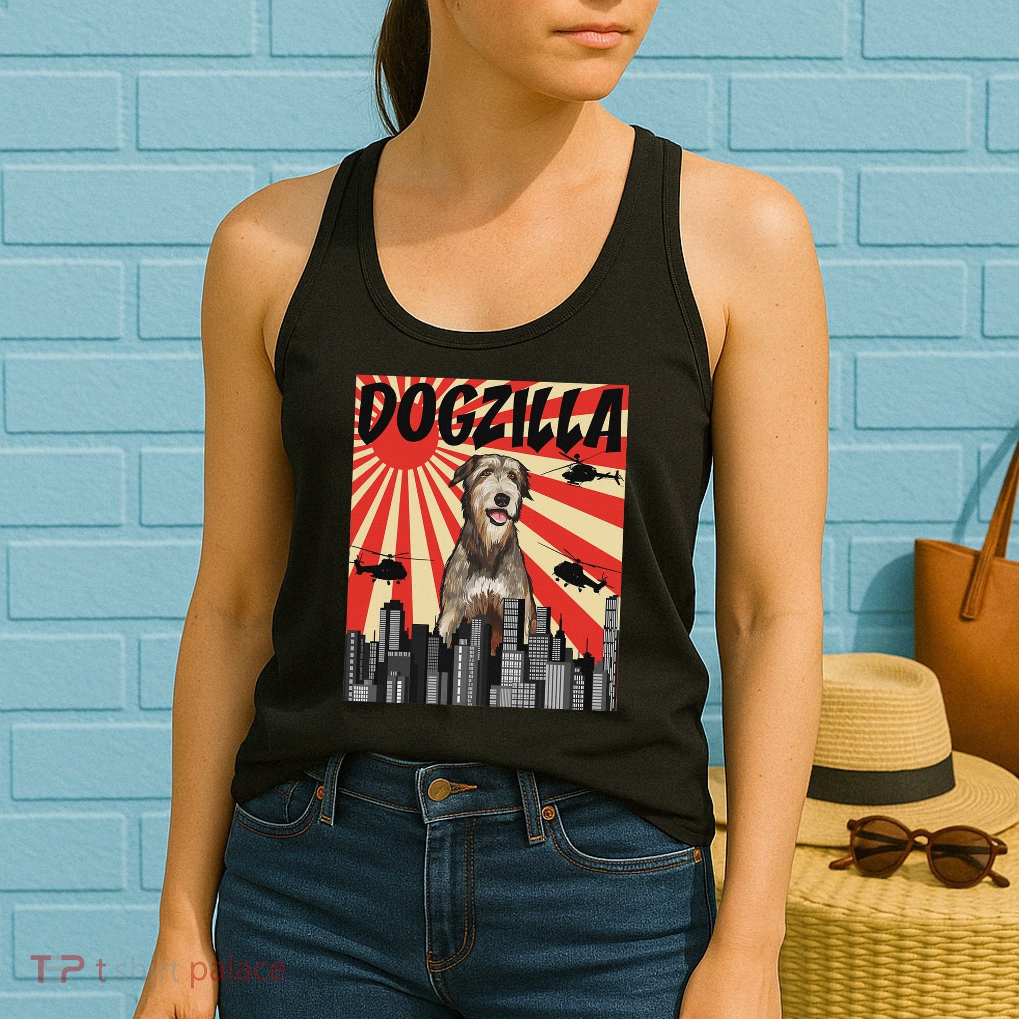 Funny Retro Japanese Dogzilla Irish Wolfhound Women's Tank Top