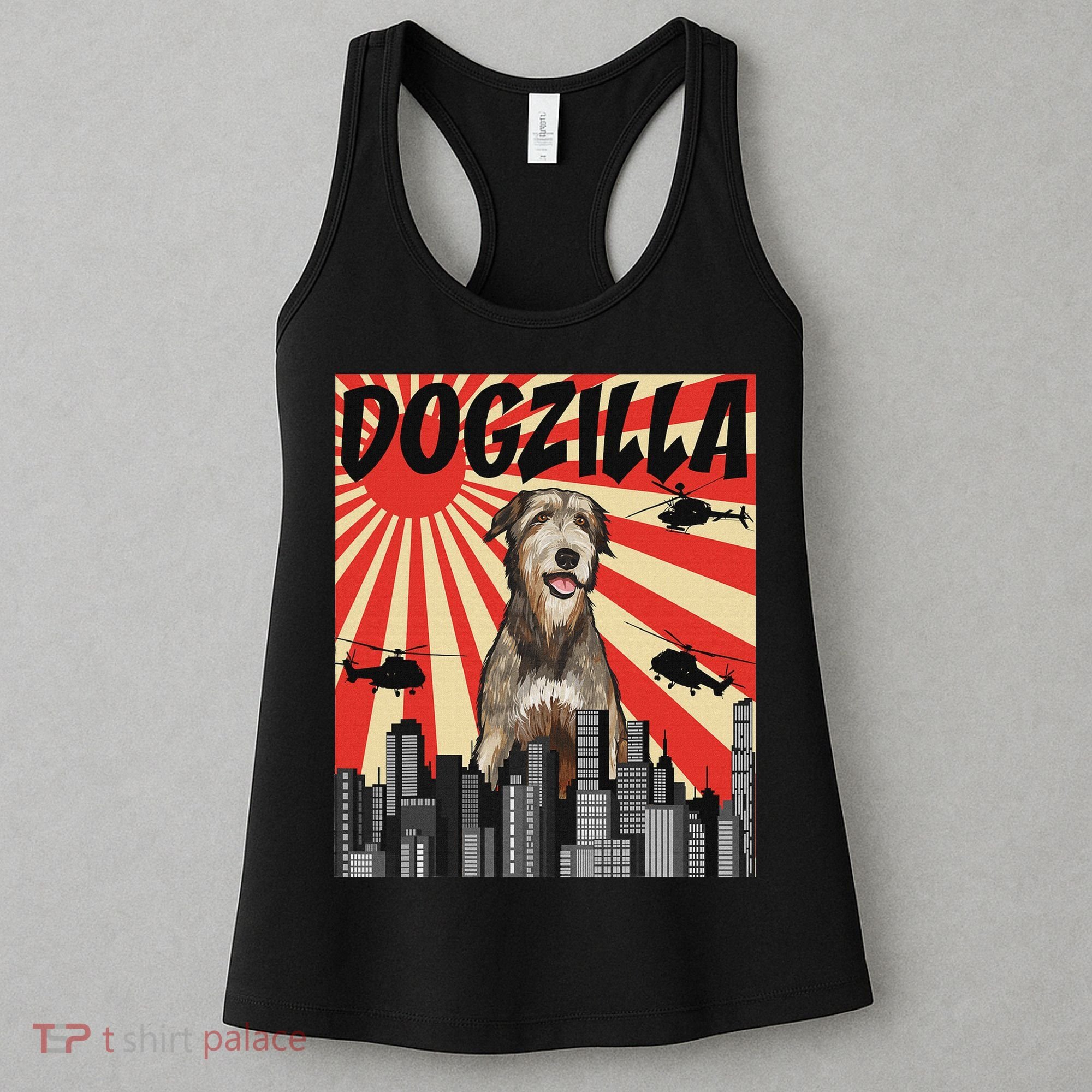Funny Retro Japanese Dogzilla Irish Wolfhound Women's Tank Top