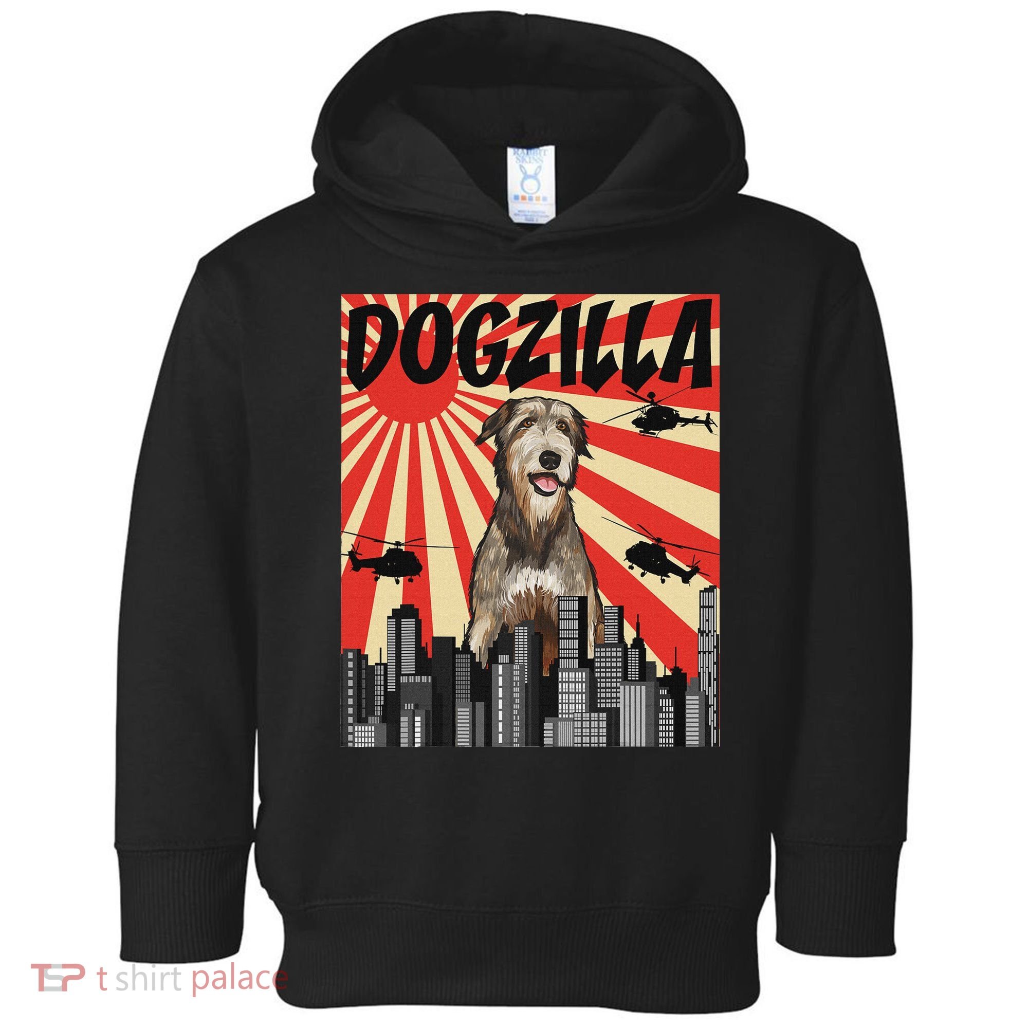 Funny Retro Japanese Dogzilla Irish Wolfhound Toddler Hoodie