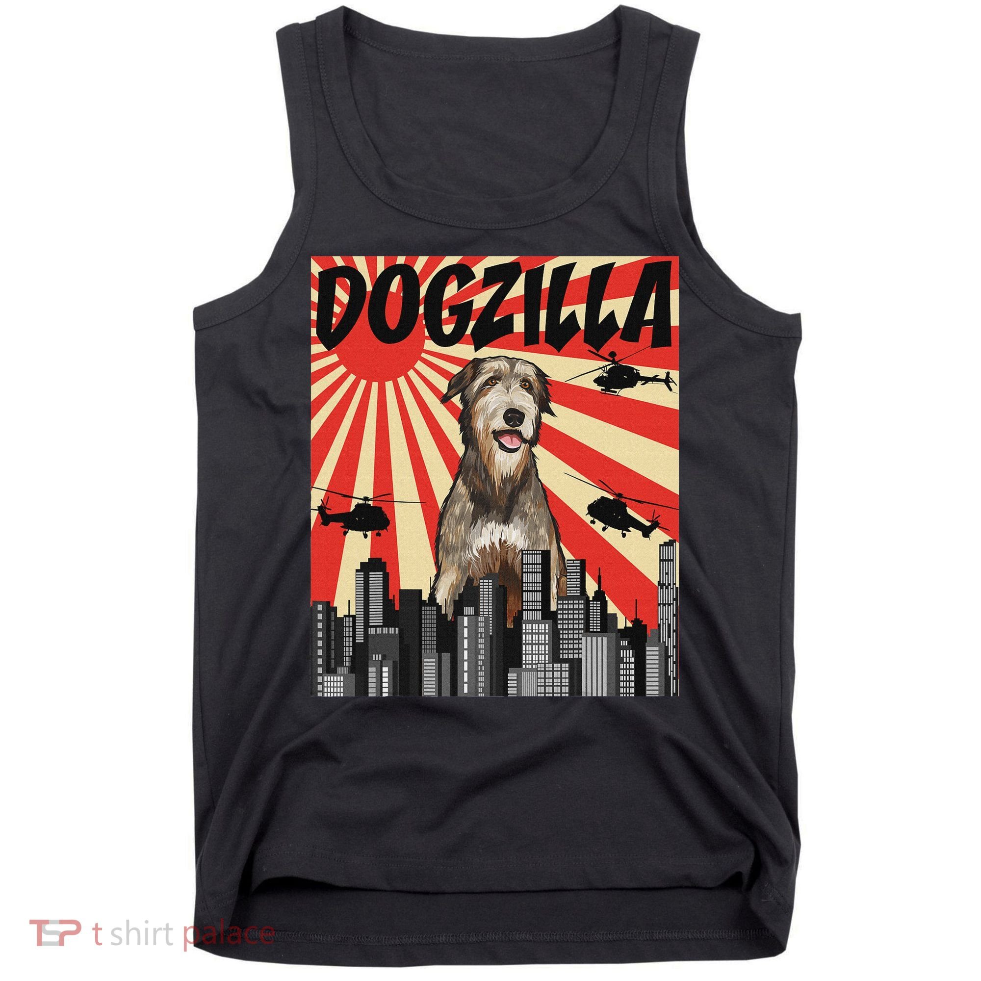 Funny Retro Japanese Dogzilla Irish Wolfhound Tank Top