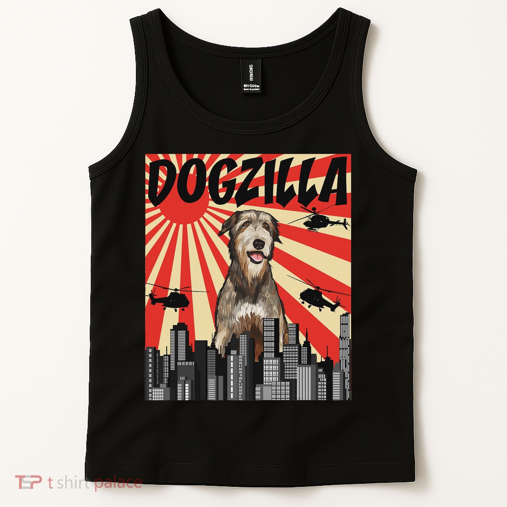 Funny Retro Japanese Dogzilla Irish Wolfhound Tank Top