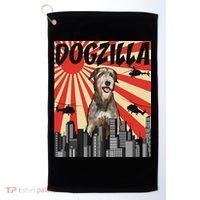 Funny Retro Japanese Dogzilla Irish Wolfhound Golf Towel thumb 0