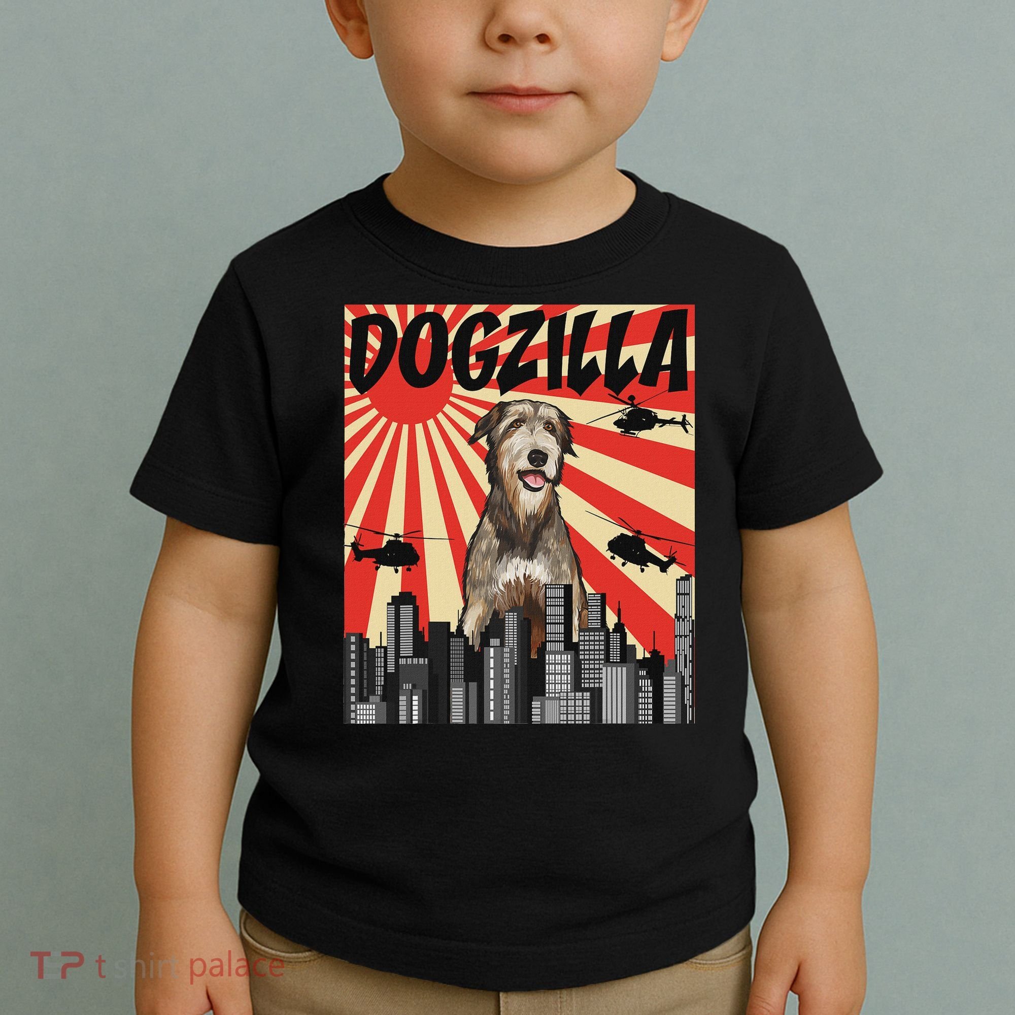 Funny Retro Japanese Dogzilla Irish Wolfhound Toddler T-Shirt