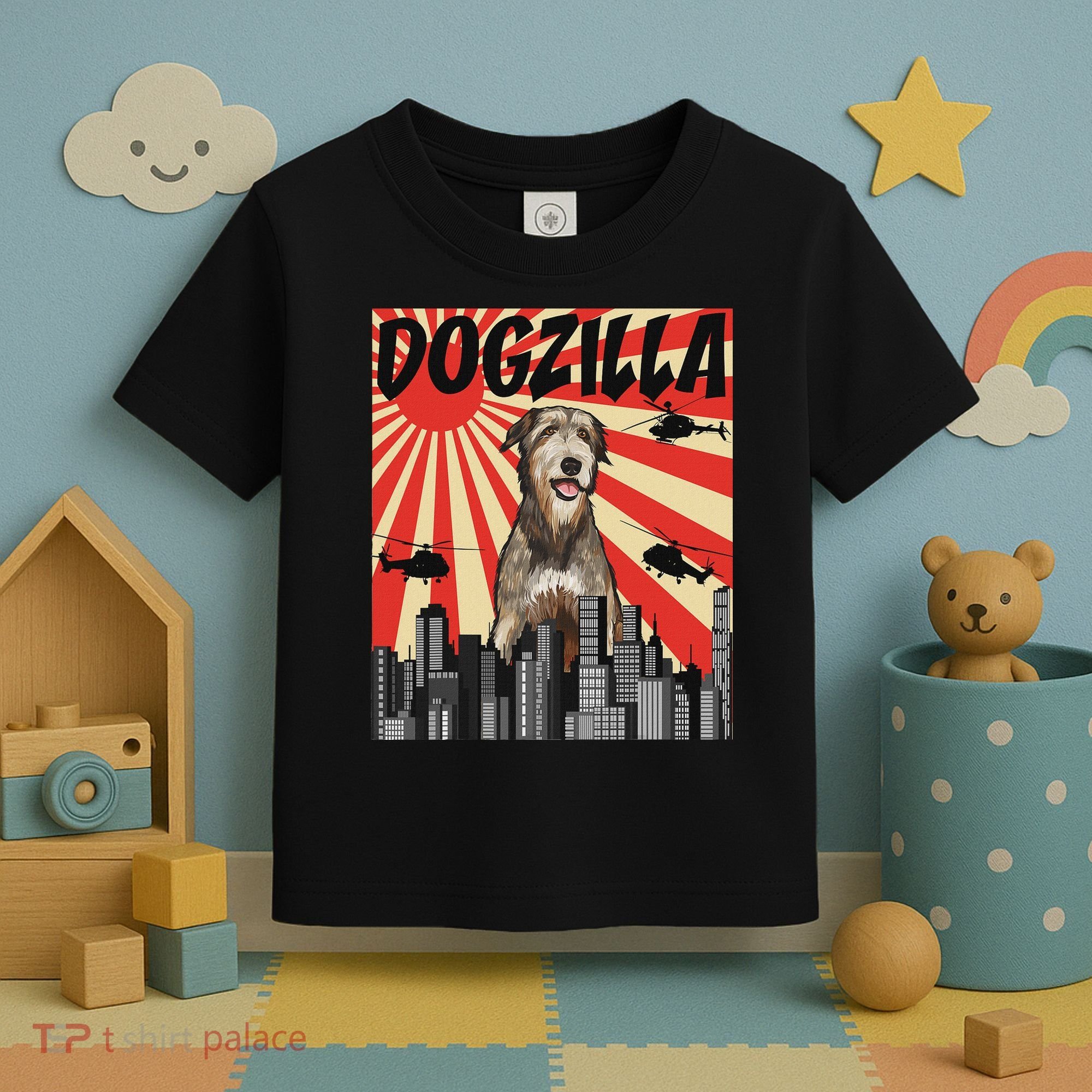 Funny Retro Japanese Dogzilla Irish Wolfhound Toddler T-Shirt