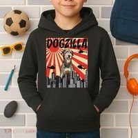 Funny Retro Japanese Dogzilla Irish Wolfhound Kids Hoodie thumb 2