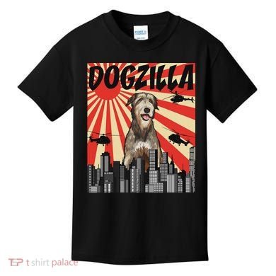 Funny Retro Japanese Dogzilla Irish Wolfhound Kids T-Shirt
