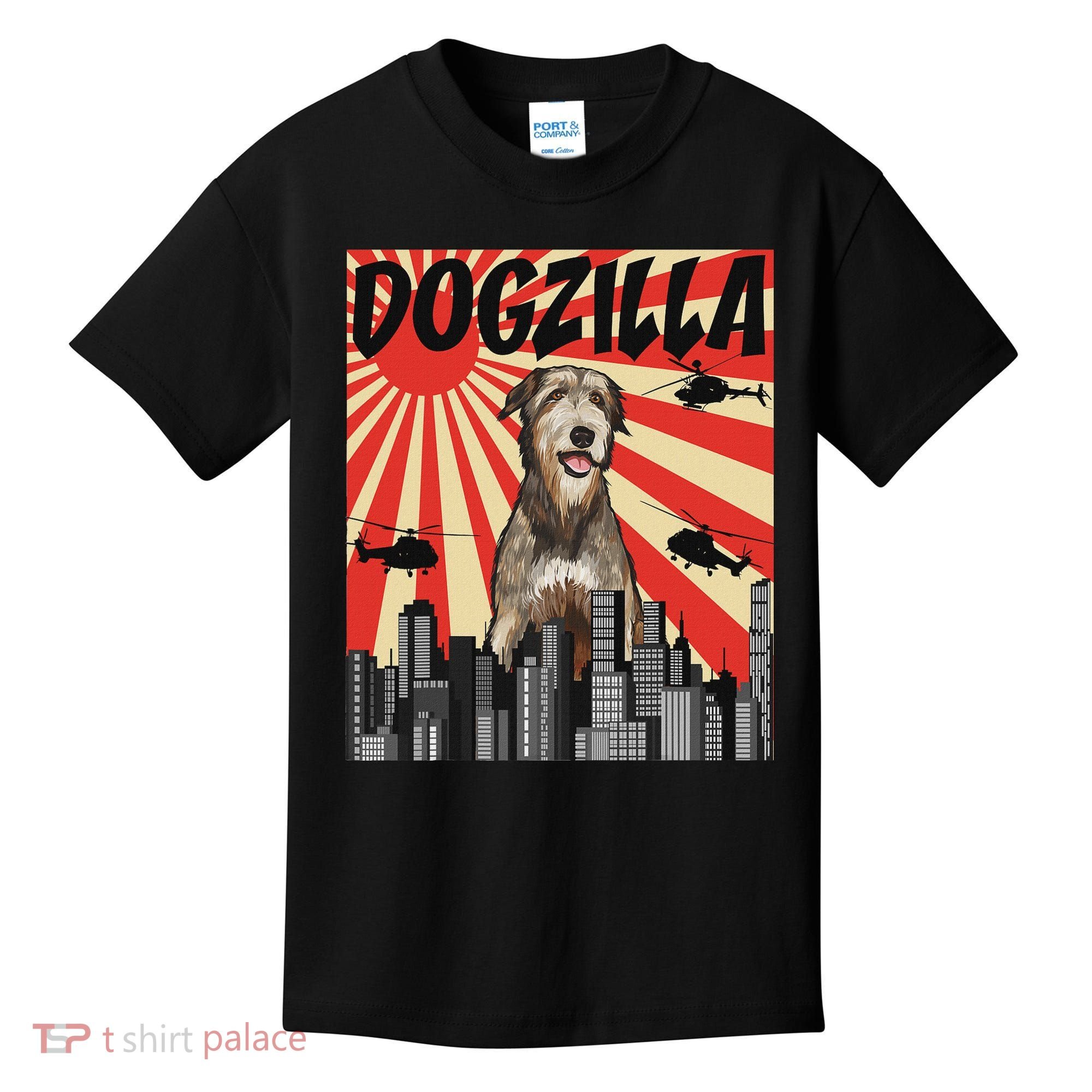 Funny Retro Japanese Dogzilla Irish Wolfhound Kids T-Shirt