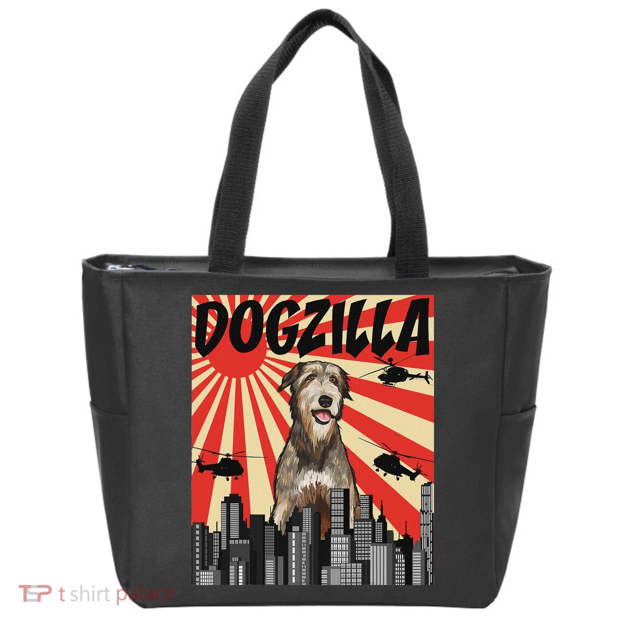 Funny Retro Japanese Dogzilla Irish Wolfhound Tote Bag