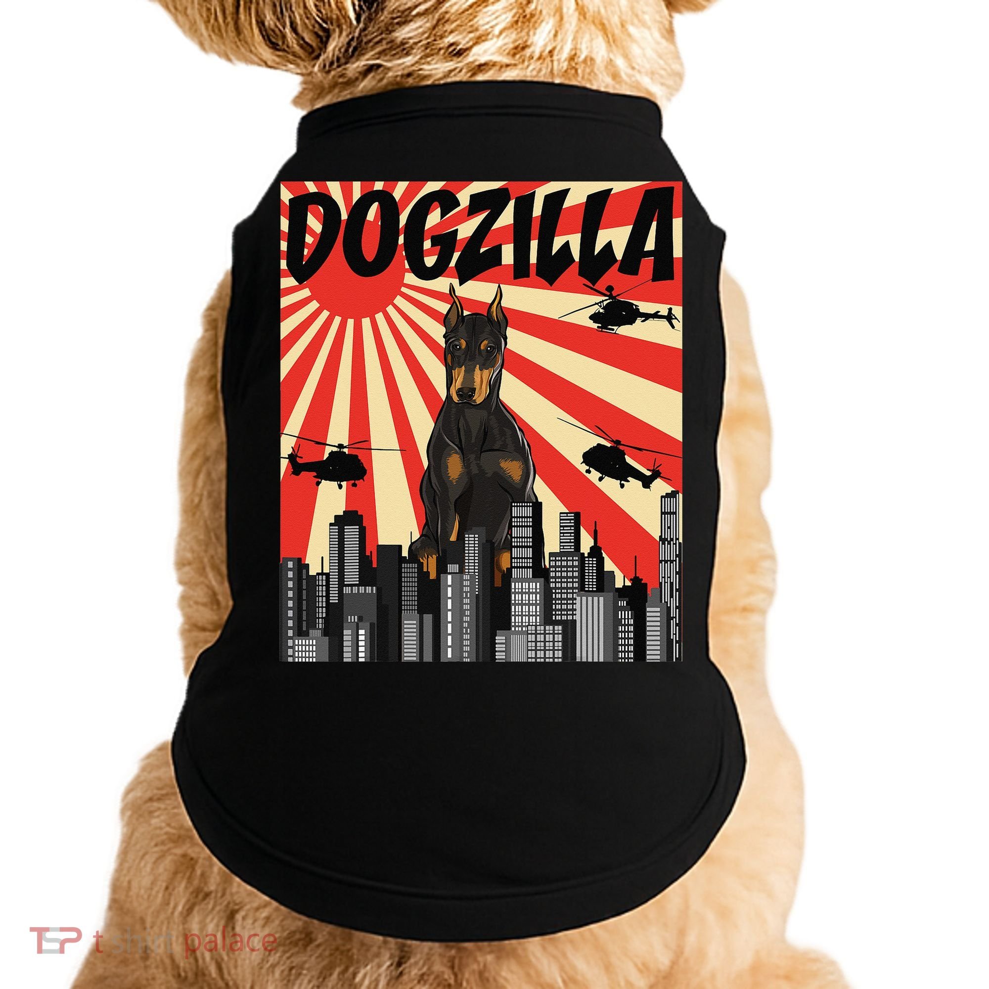 Funny Retro Japanese Dogzilla Doberman Pinscher Doggie Tank