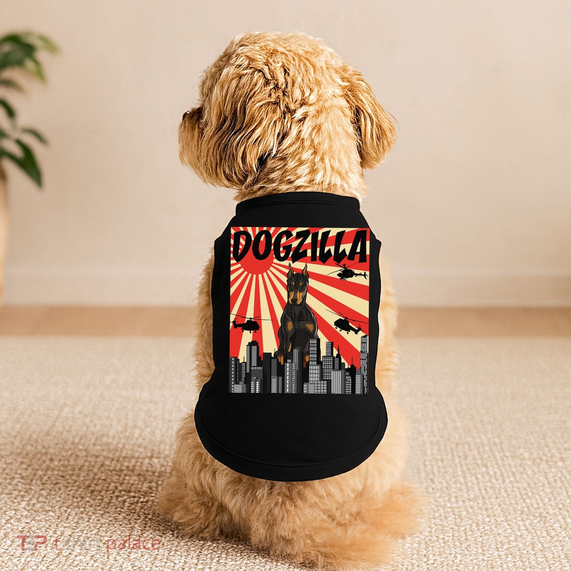 Funny Retro Japanese Dogzilla Doberman Pinscher Doggie Tank