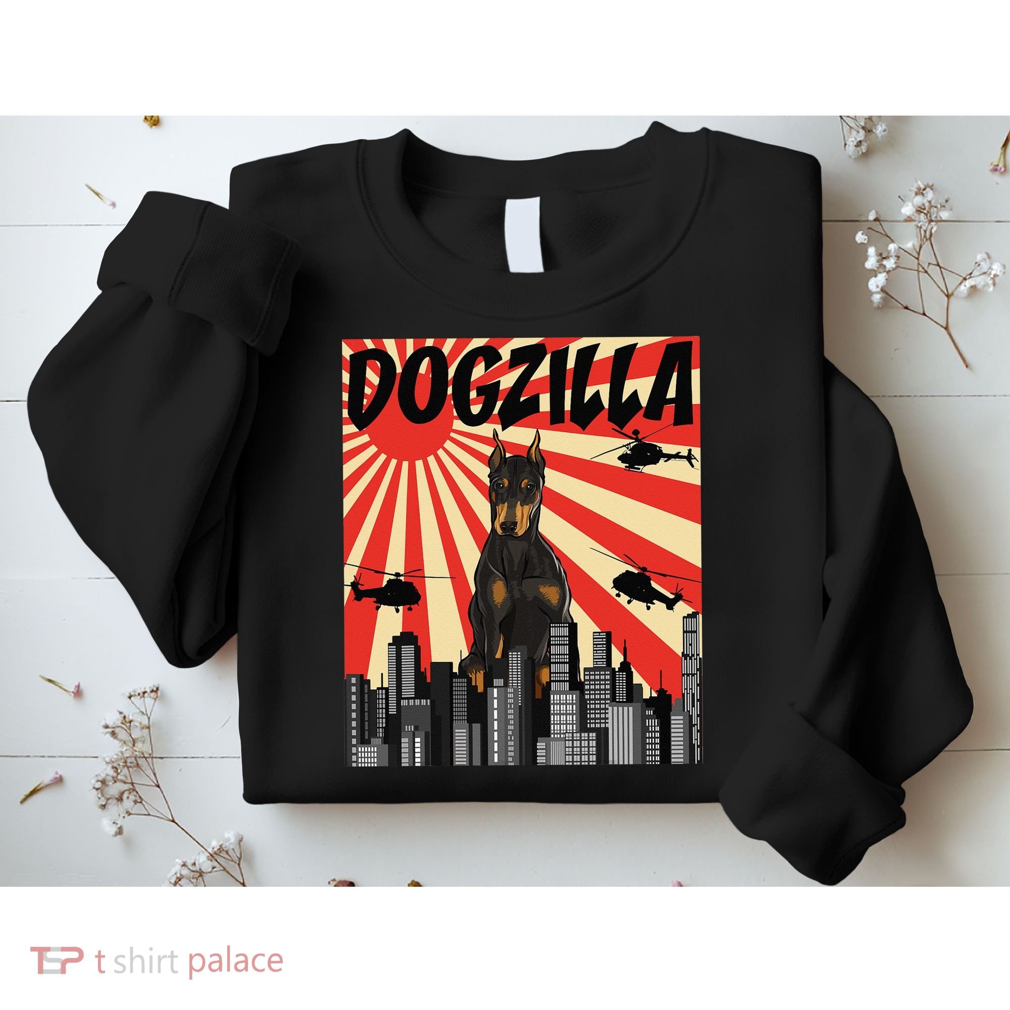 Funny Retro Japanese Dogzilla Doberman Pinscher Sweatshirt