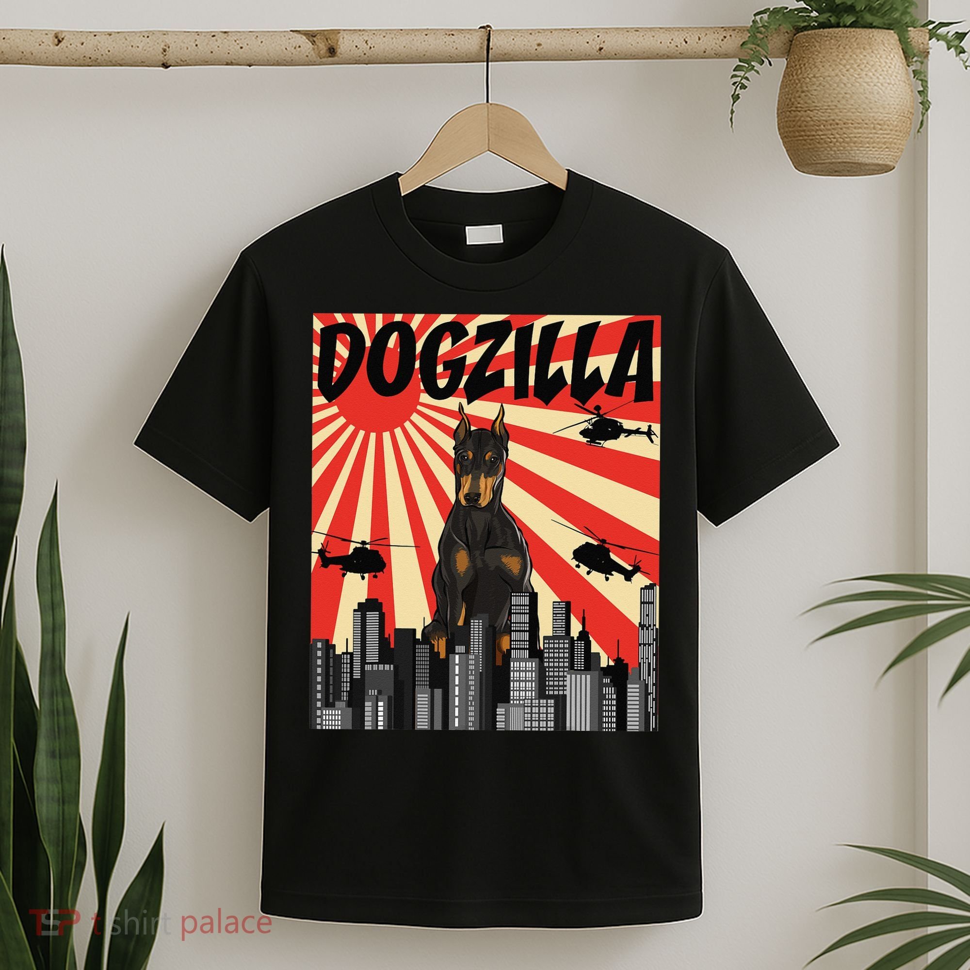 Funny Retro Japanese Dogzilla Doberman Pinscher T-Shirt