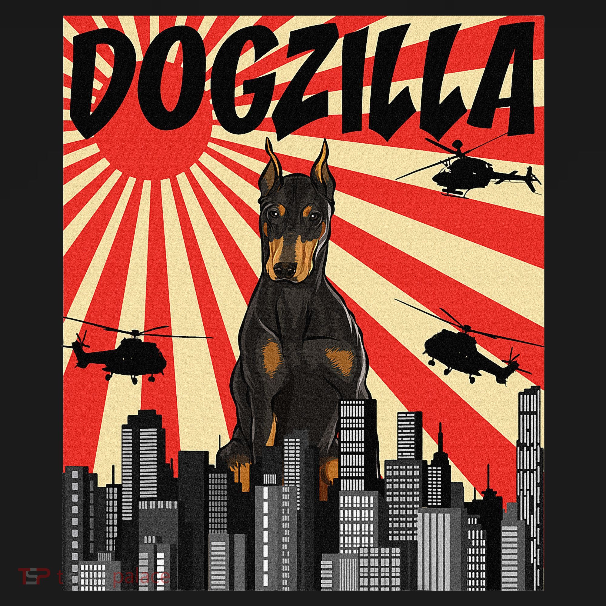 Funny Retro Japanese Dogzilla Doberman Pinscher Women's Hoodie
