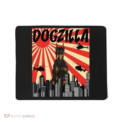 Funny Retro Japanese Dogzilla Doberman Pinscher Mousepad