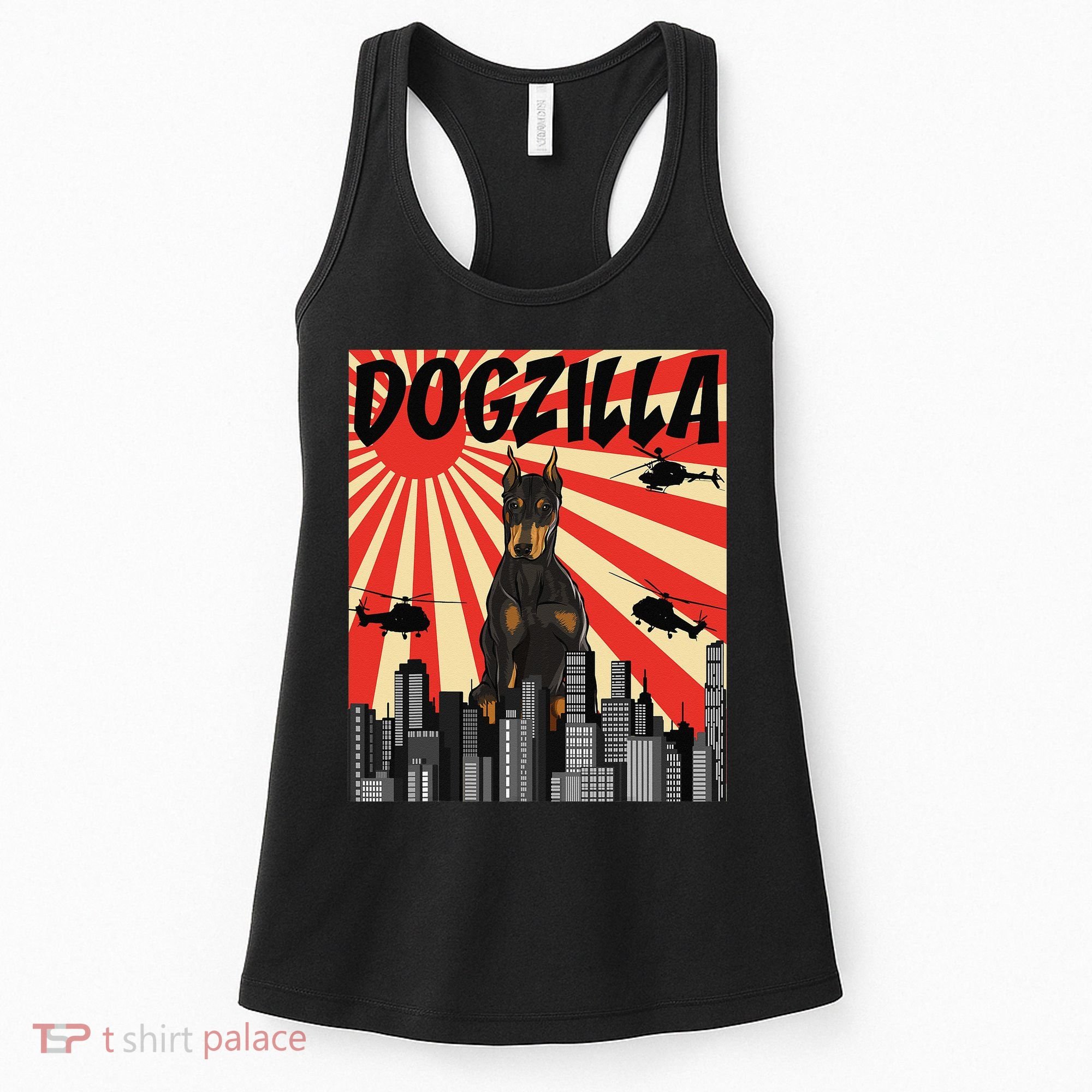 Funny Retro Japanese Dogzilla Doberman Pinscher Women's Tank Top
