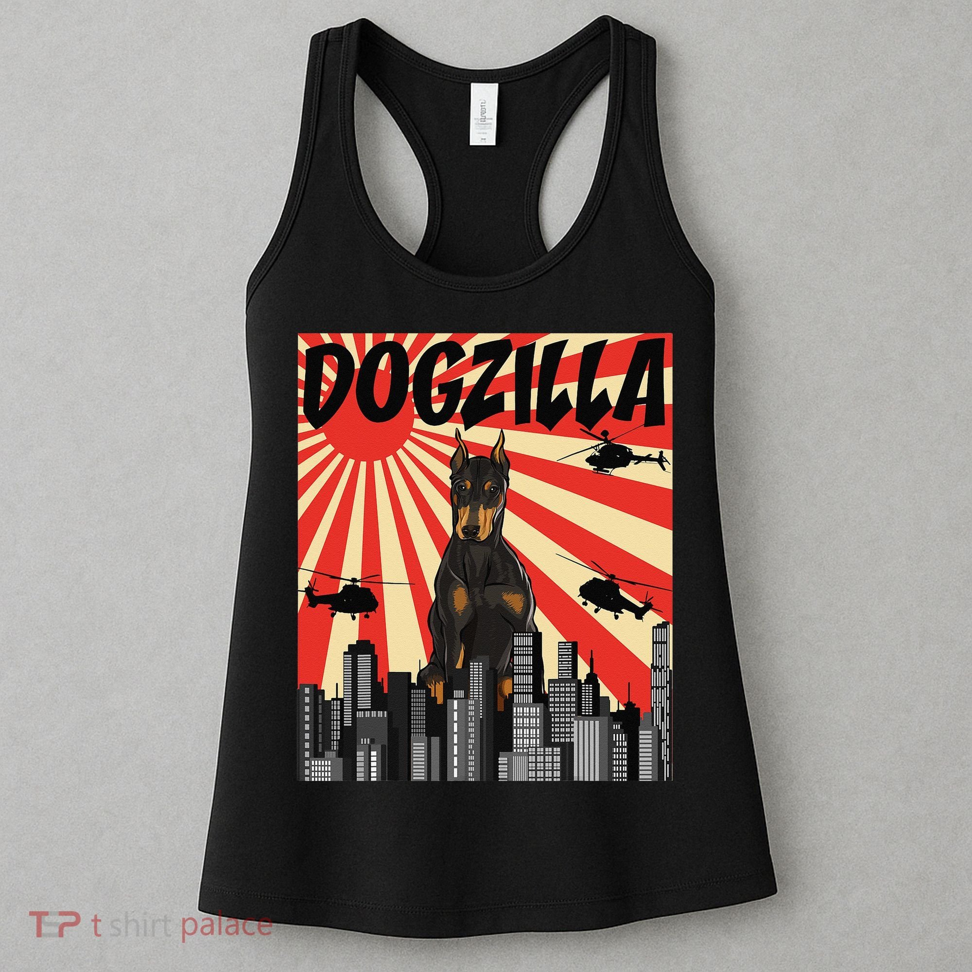 Funny Retro Japanese Dogzilla Doberman Pinscher Women's Tank Top