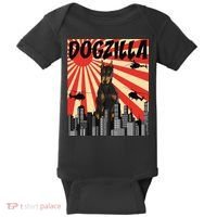 Funny Retro Japanese Dogzilla Doberman Pinscher Baby Bodysuit thumb 0