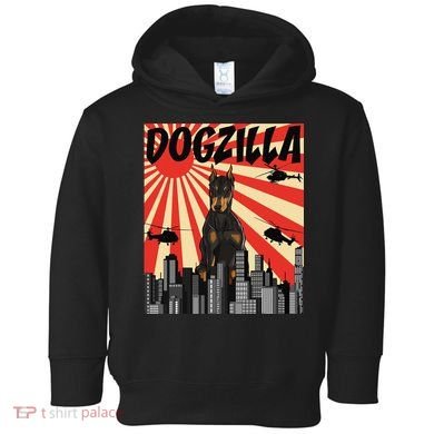 Funny Retro Japanese Dogzilla Doberman Pinscher Toddler Hoodie
