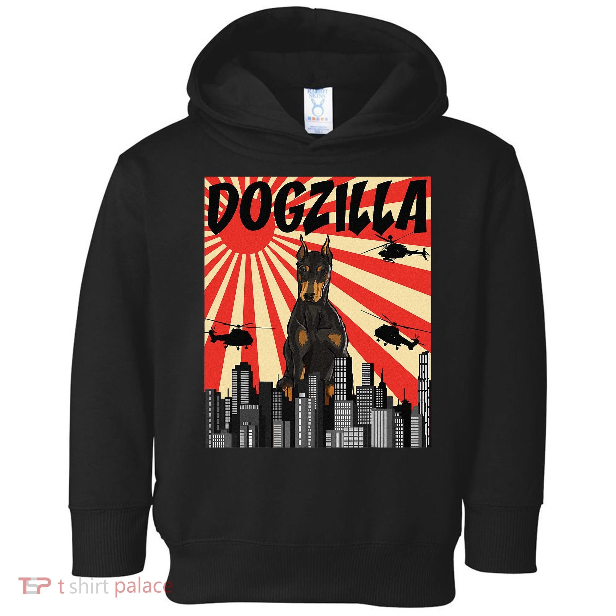 Funny Retro Japanese Dogzilla Doberman Pinscher Toddler Hoodie