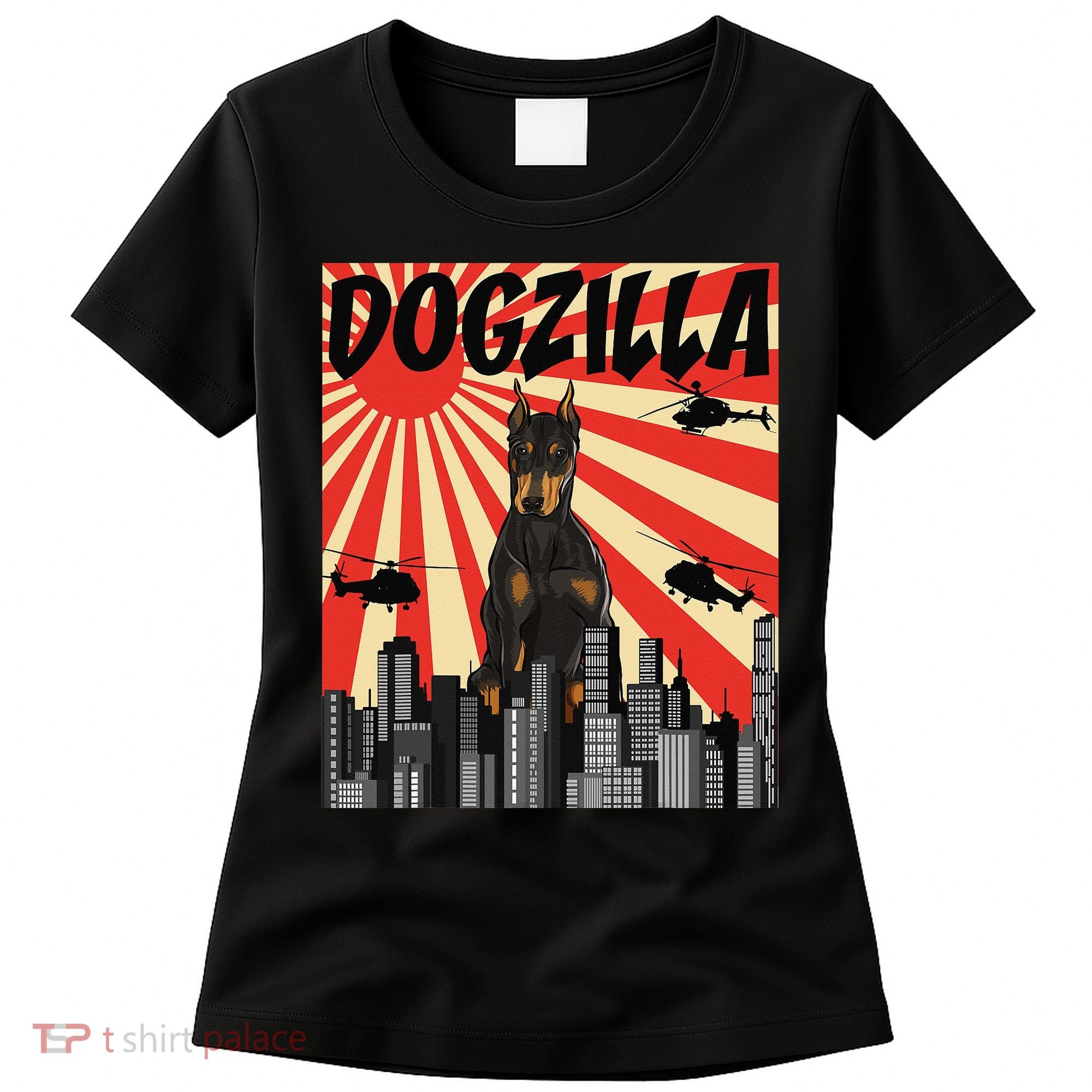 Funny Retro Japanese Dogzilla Doberman Pinscher Women's T-Shirt