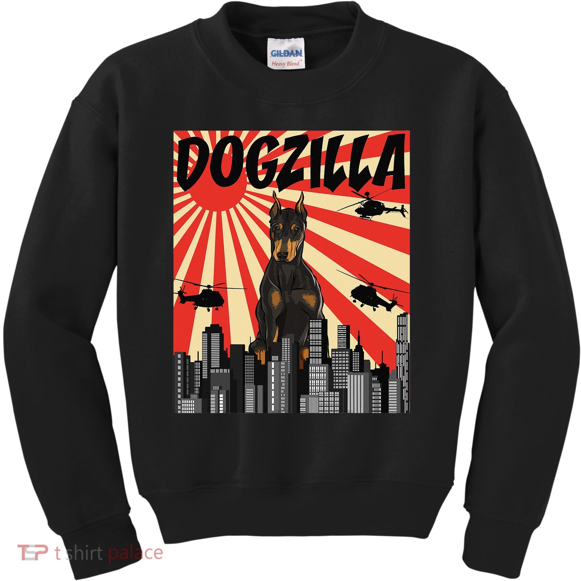 Funny Retro Japanese Dogzilla Doberman Pinscher Kids Sweatshirt