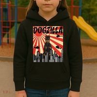 Funny Retro Japanese Dogzilla Doberman Pinscher Kids Hoodie thumb 3