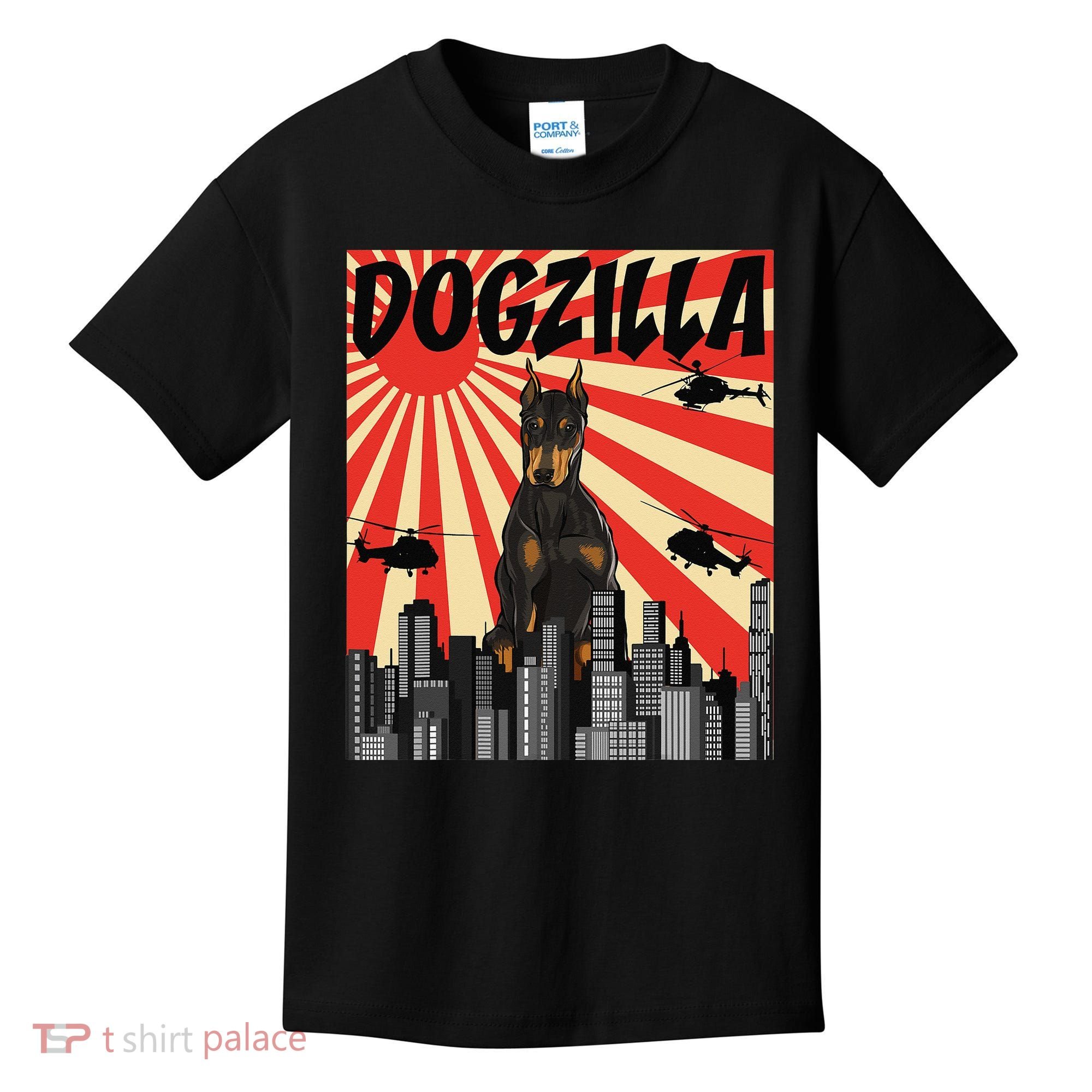 Funny Retro Japanese Dogzilla Doberman Pinscher Kids T-Shirt