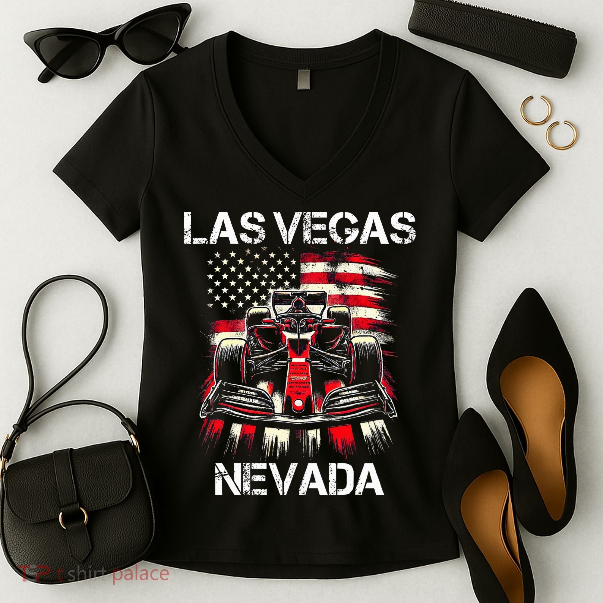 Formula Racing Las Vegas Nevada Circuit 2024 Grand Prix Women's V-Neck T-Shirt