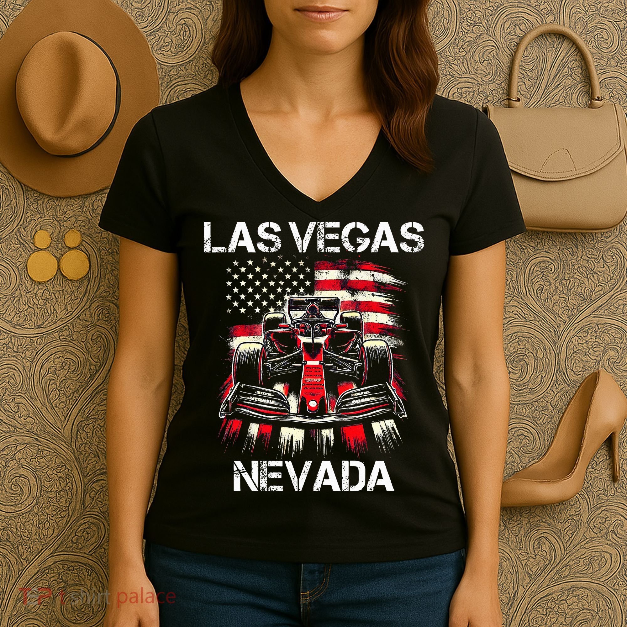 Formula Racing Las Vegas Nevada Circuit 2024 Grand Prix Women's V-Neck T-Shirt