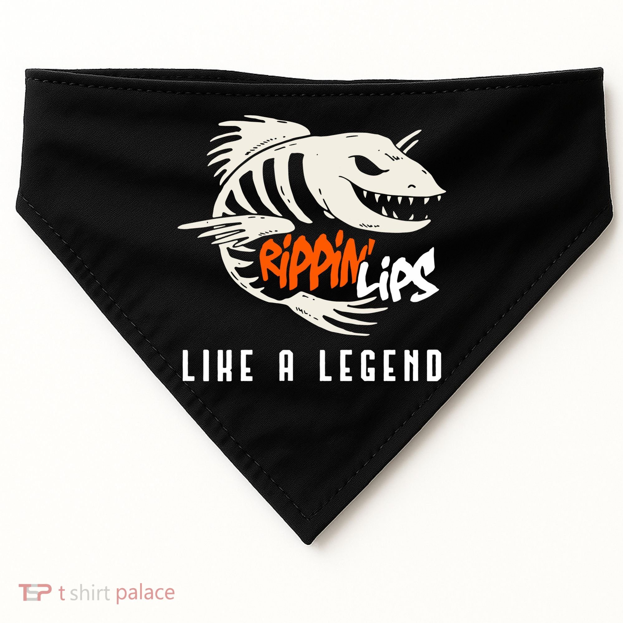 Fishing Rippin Lips Like A Legend Fish Bones USA-Made Doggie Bandana