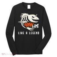 Fishing Rippin Lips Like A Legend Fish Bones Long Sleeve Shirt thumb 0