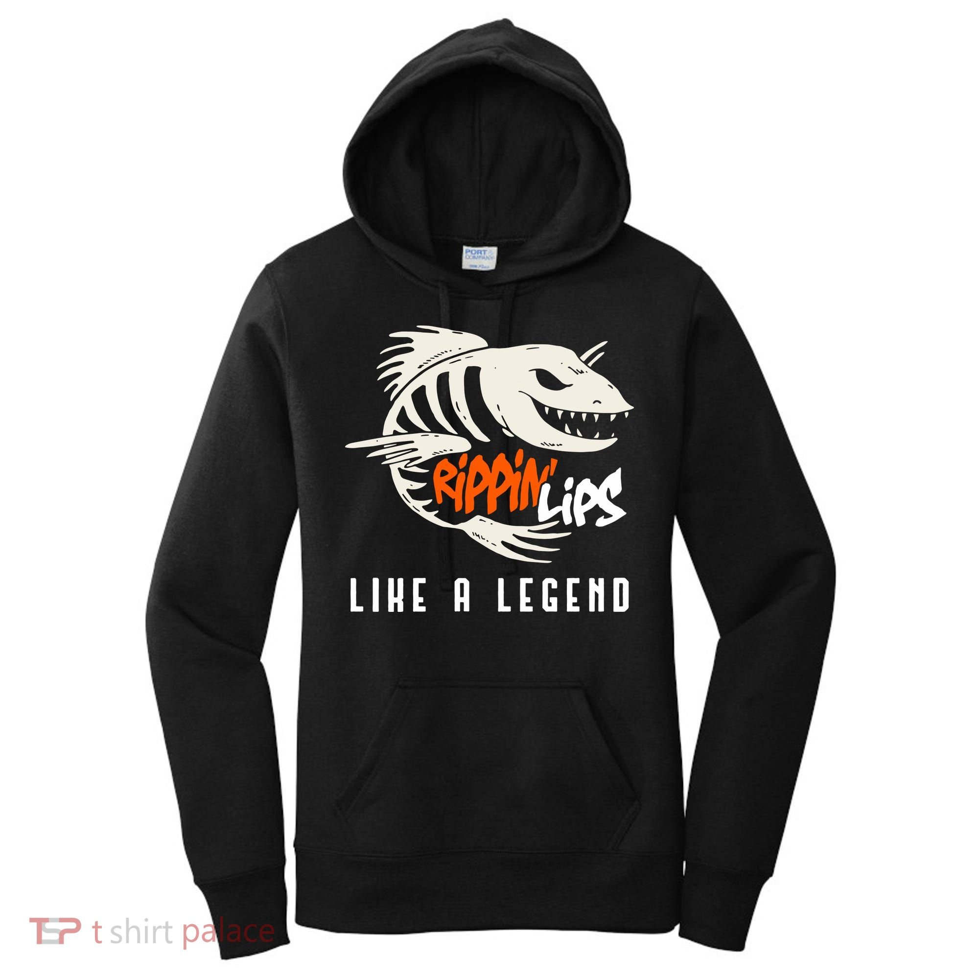 Fishing Rippin Lips Like A Legend Fish Bones Women's Hoodie