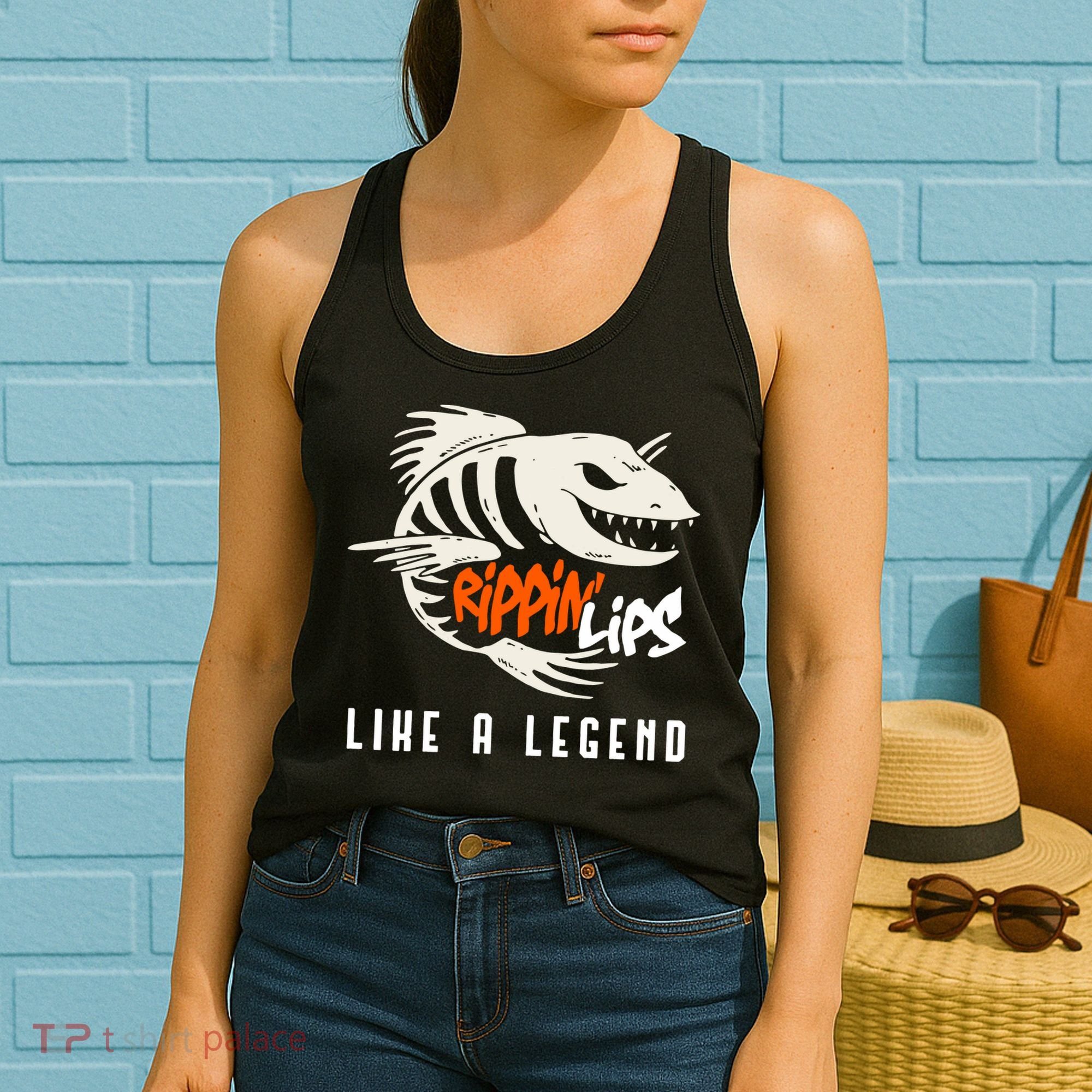 Fishing Rippin Lips Like A Legend Fish Bones Women's Tank Top
