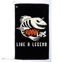 Fishing Rippin Lips Like A Legend Fish Bones Golf Towel thumb 0