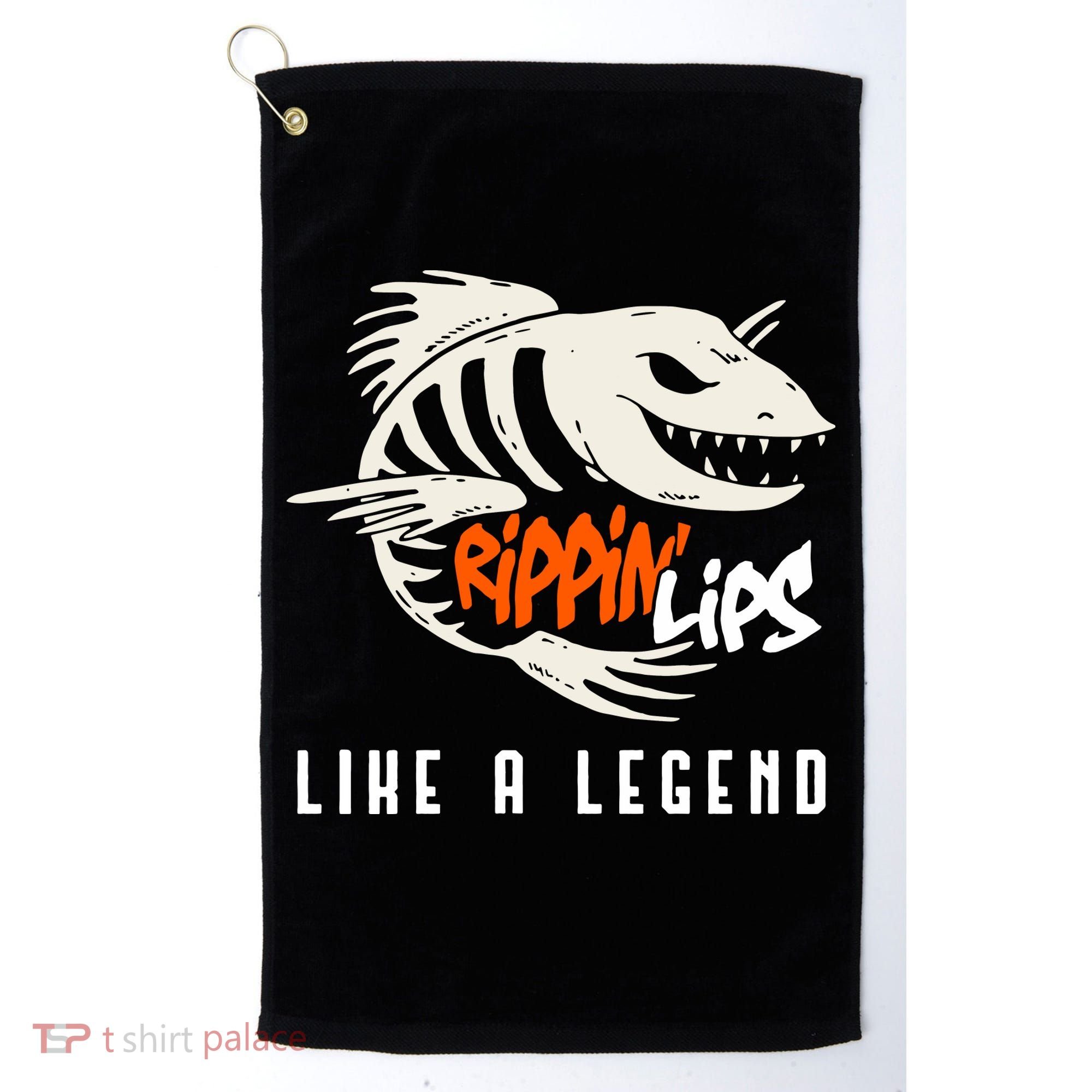 Fishing Rippin Lips Like A Legend Fish Bones Golf Towel