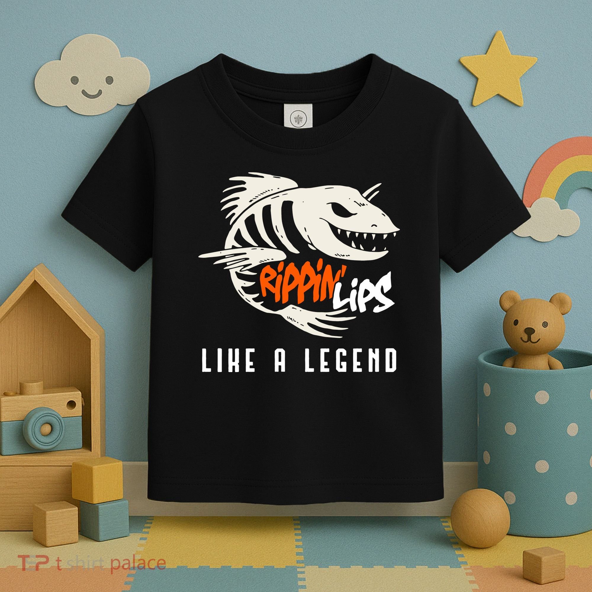 Fishing Rippin Lips Like A Legend Fish Bones Toddler T-Shirt