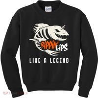 Fishing Rippin Lips Like A Legend Fish Bones Kids Sweatshirt thumb 0