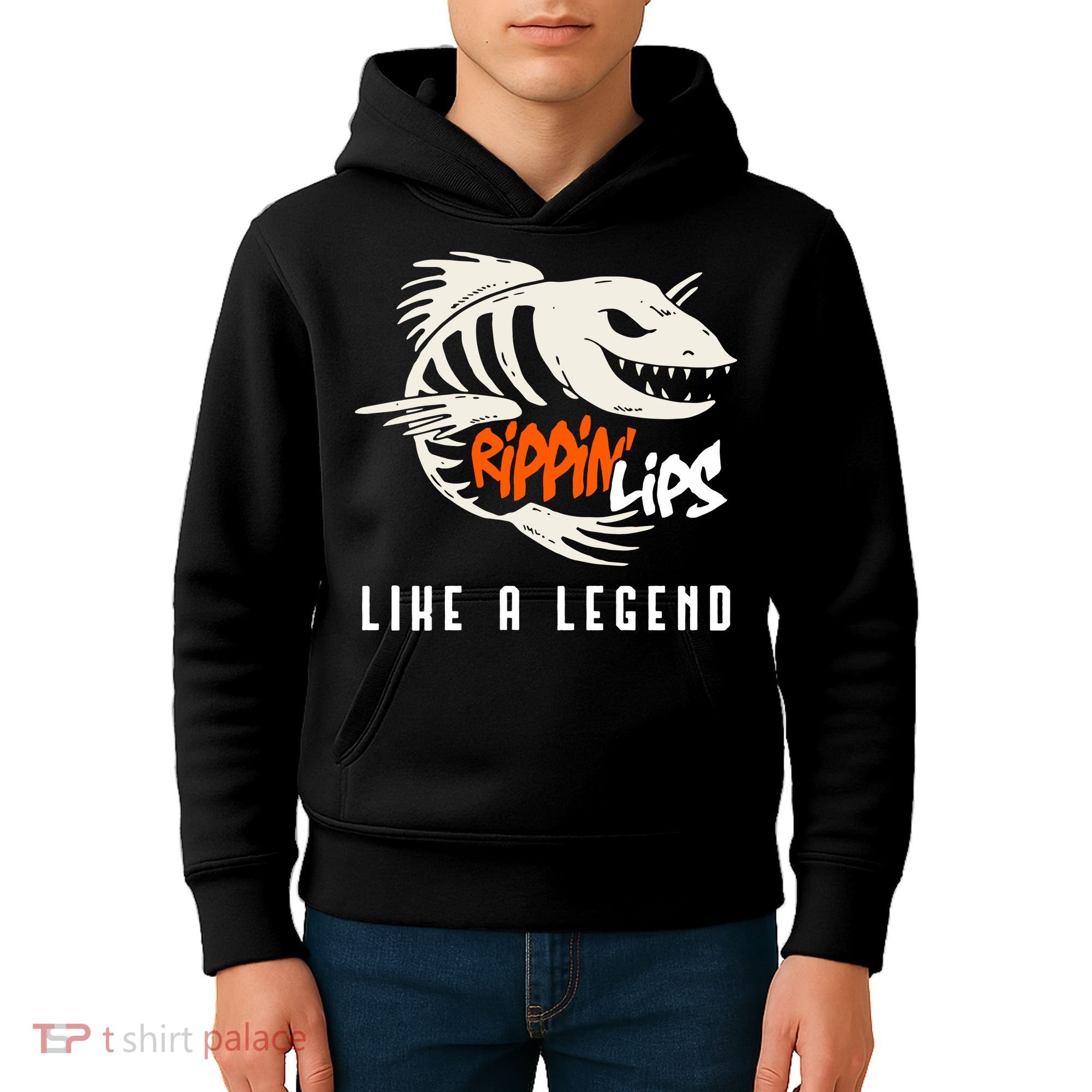 Fishing Rippin Lips Like A Legend Fish Bones Kids Hoodie