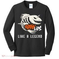Fishing Rippin Lips Like A Legend Fish Bones Kids Long Sleeve Shirt thumb 0