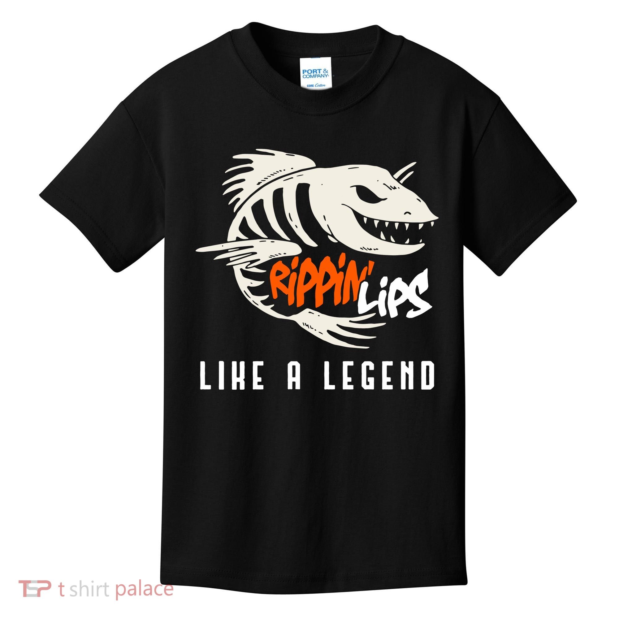 Fishing Rippin Lips Like A Legend Fish Bones Kids T-Shirt