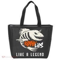 Fishing Rippin Lips Like A Legend Fish Bones Tote Bag thumb 0